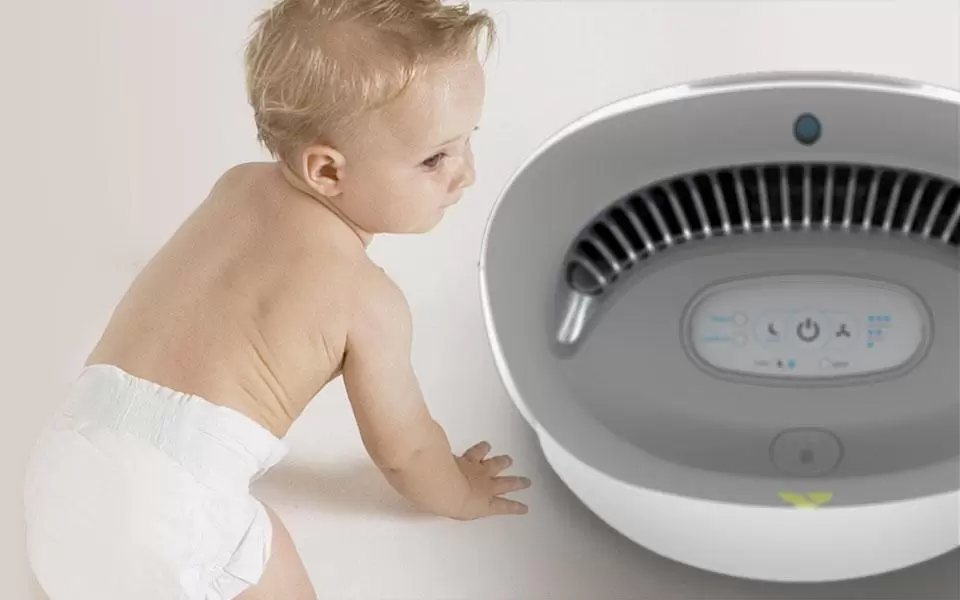 Purio Lockable Controls Banner Purio Nursery Air purifier Lockable Controls by a crawling baby