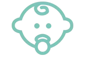 Vornadobaby Baby Icon Teal Vornadobaby Baby Icon with a simplified baby face