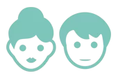Vornadobaby Parents Icon Teal Vornadobaby Parents Icon showing the simplified faces of a man and a woman
