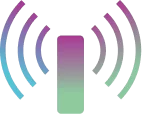 Remote icon Blue-purple gradient icon of a remote with signal lines