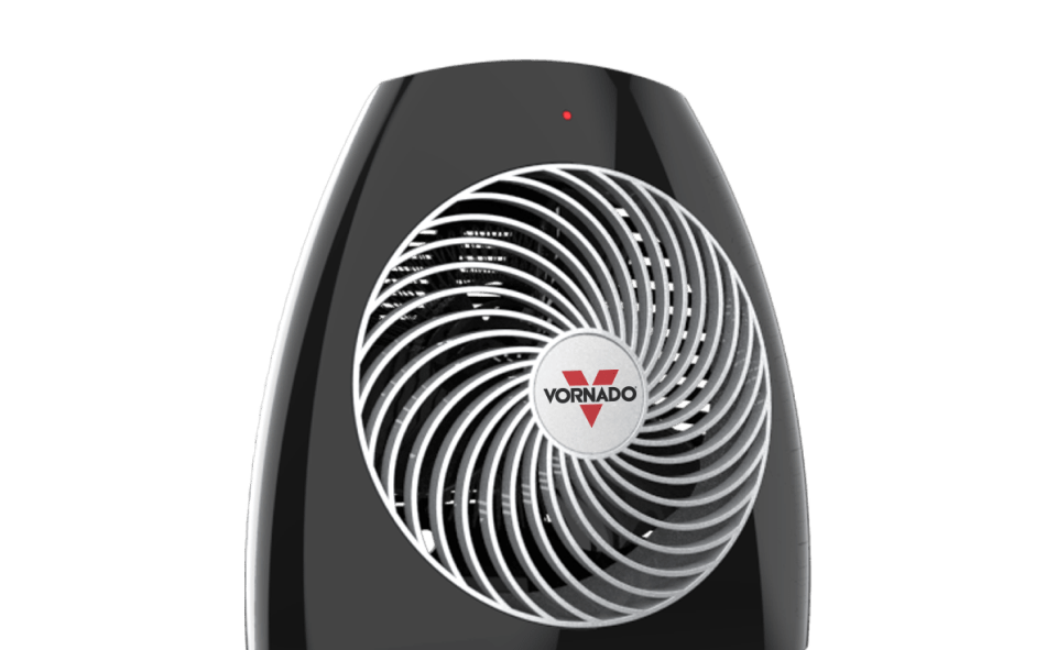 MVH Vortex Circulation Transparent MVH Heater against a dark background with a slight dark orange gradient on the bottom left.