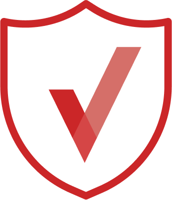 Red Advanced Safety Icon Red Advanced Safety Icon with a checkmark inside a shield