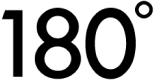 180 icon Black 180 degrees text icon