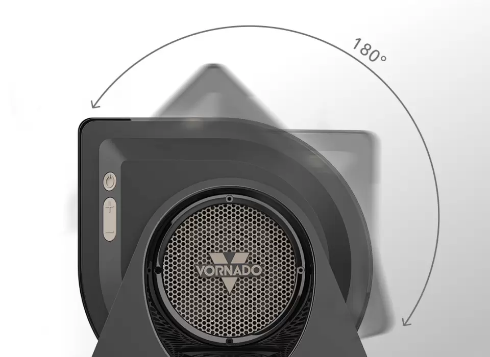 FLY Max 180 Rotation A still image showing FLY MAX's 180° rotation. The image shows the fan overlayed at different angles.