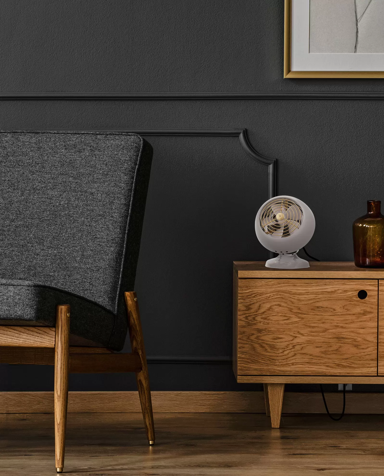 VFAN Mini Classic Driftwood on a side table.