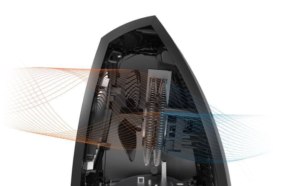 TAVH10 Auto Climate TAVH10+ Auto Climate being shown through blue wave lines from the back of the product becoming orange as they leave the front grille.