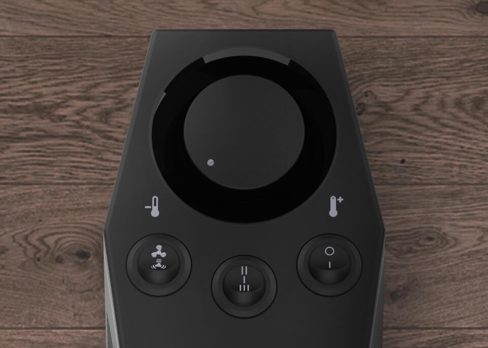 Top view of Rise 20H heater's control dial.